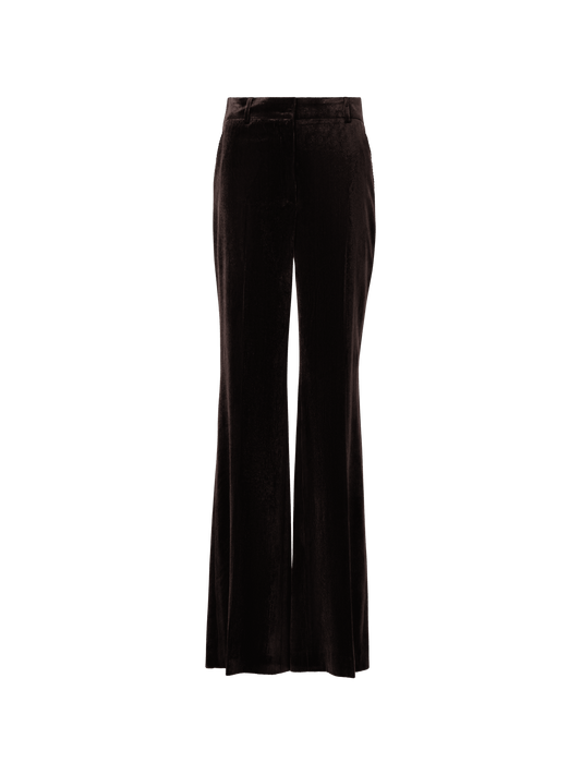 Designer Wide Leg Pants in Fluid Corduroy - brown