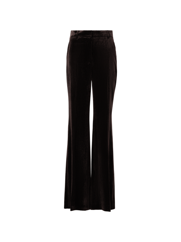 Designer Wide Leg Pants in Fluid Corduroy - brown