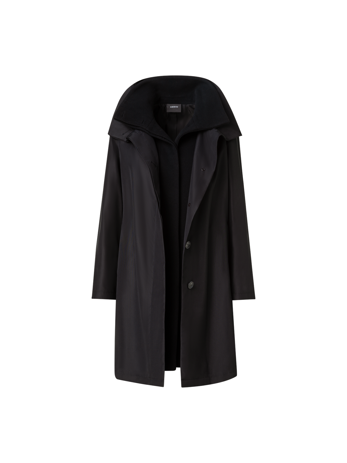 Layered Wool Coat with Removable Silk Layer – Akris Inc. Layered Wool Coat with Removable Silk Layer – Akris Inc.