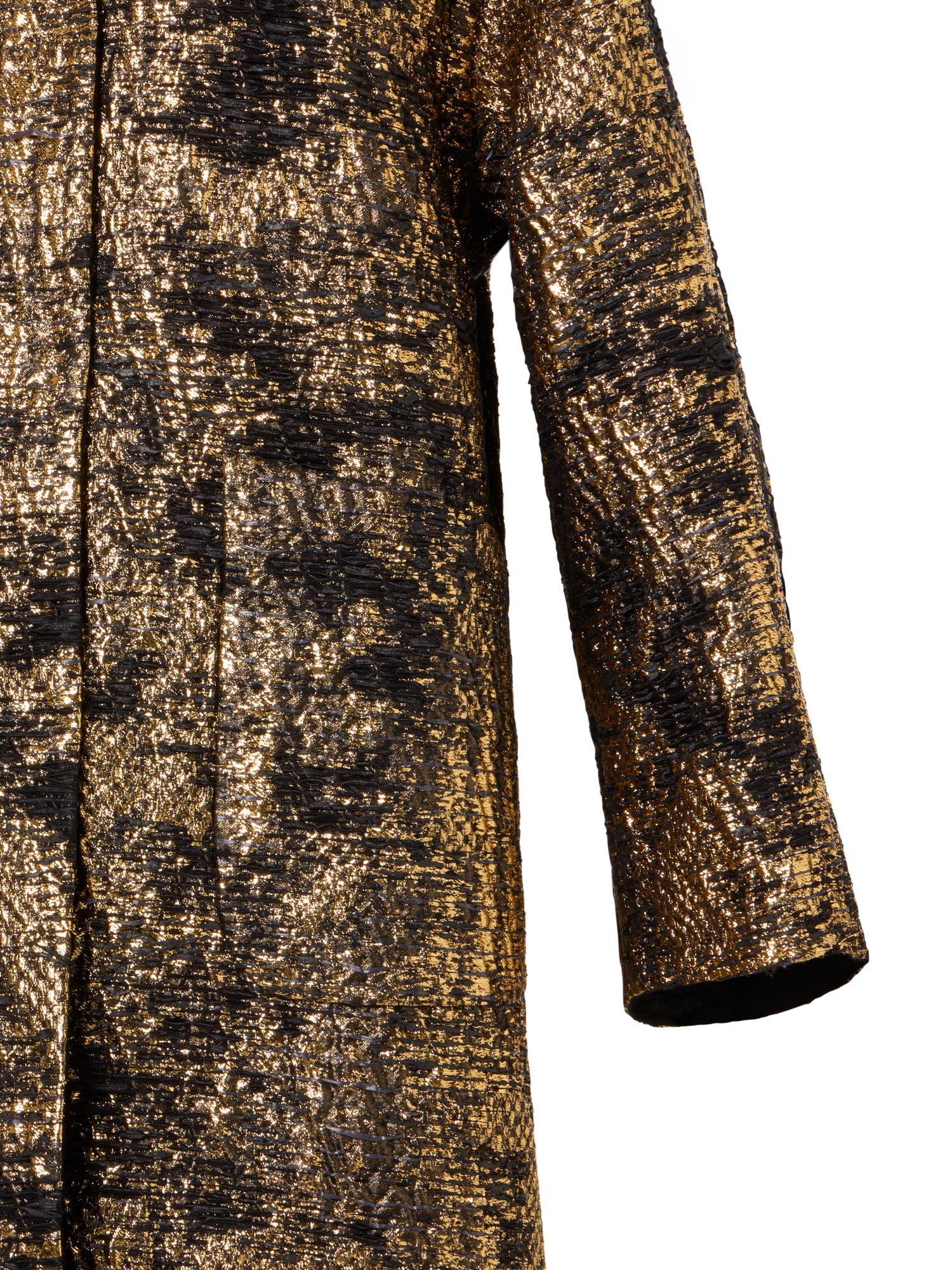 Designer Oversize Fragmented Jacquard Coat in Techno Lamé - black - multicolor - gold