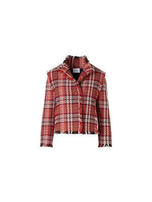 Designer Long-Sleeve Cotton-Tweed Jacket - multicolor