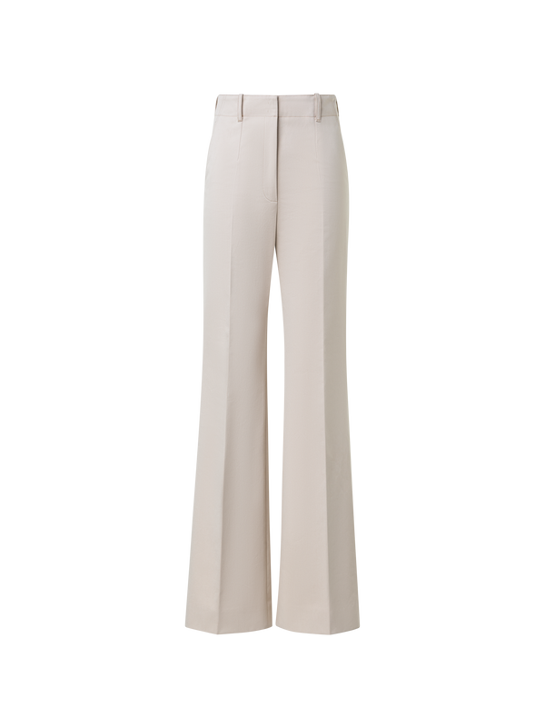 Designer Wide Straight Cotton Gabardine Pants - neutral - beige