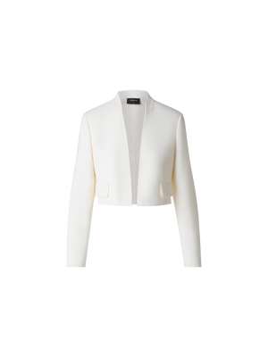 Designer Short Wool Double-Face Cardigan Jacket - neutral - ecru - white
