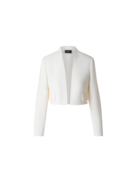 Designer Short Wool Double-Face Cardigan Jacket - neutral - ecru - white