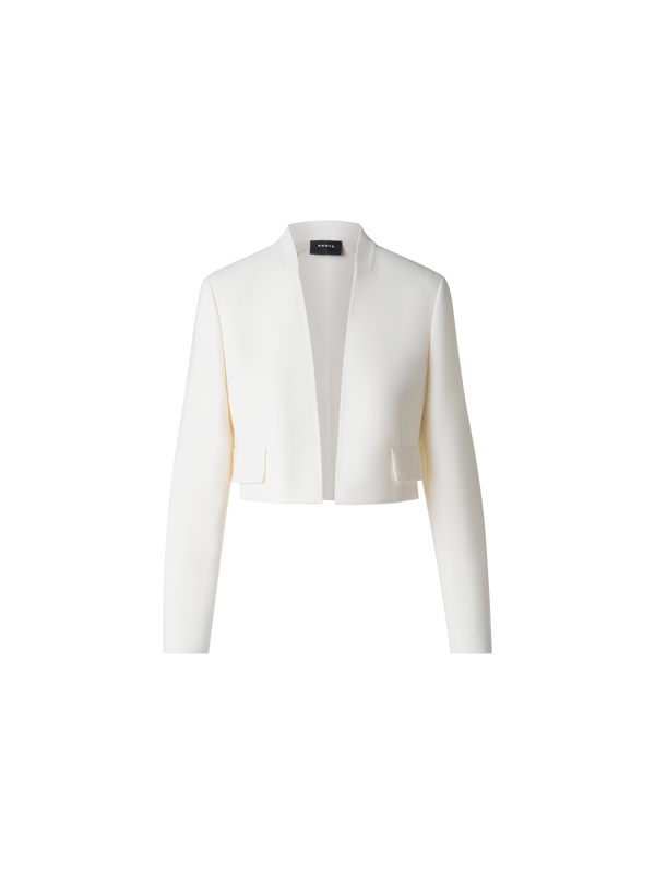 Designer Short Wool Double-Face Cardigan Jacket - neutral - ecru - white