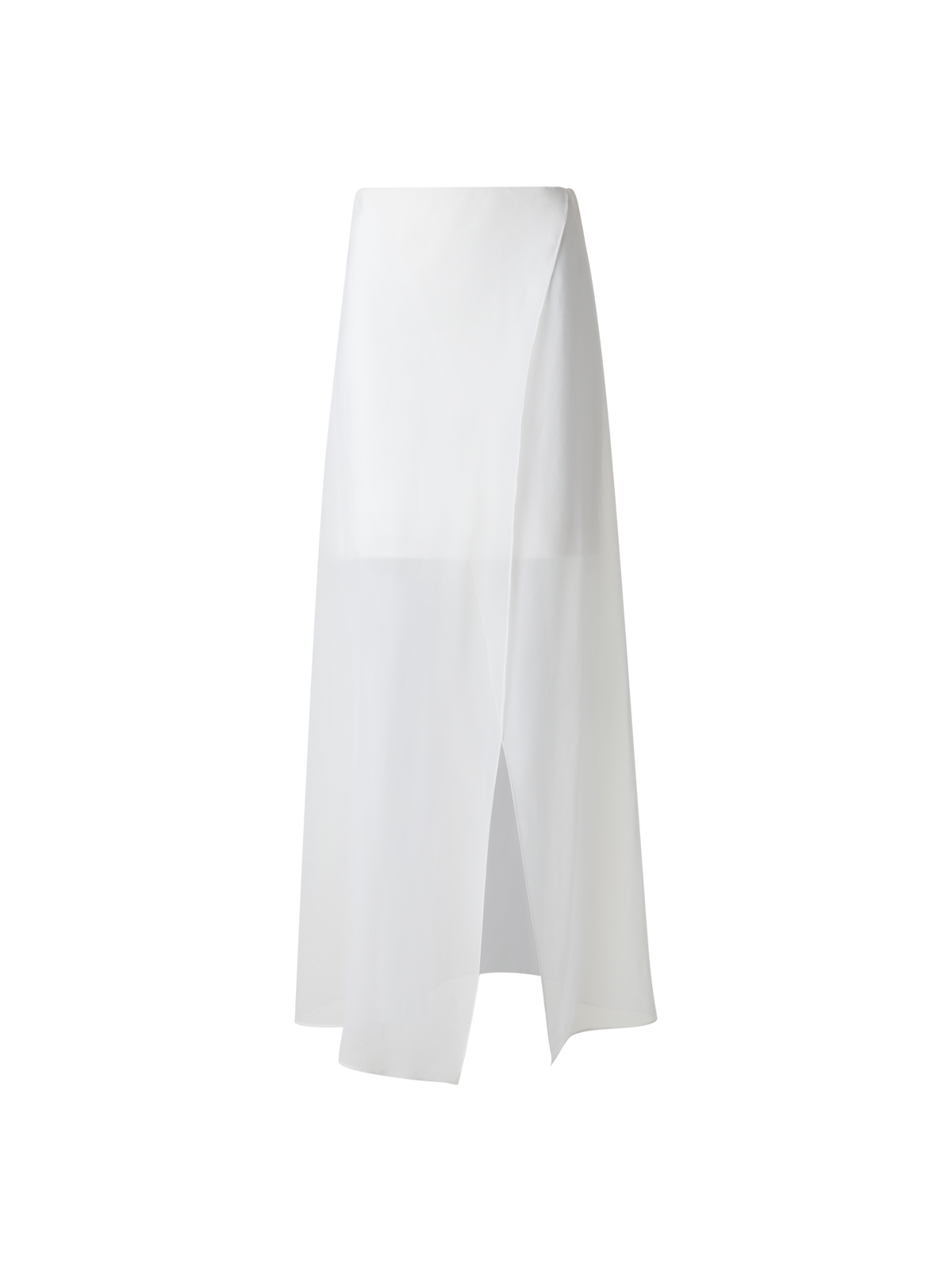 Designer White Silk Skirt with Sheer Organza Overlayer - neutral - ecru - white