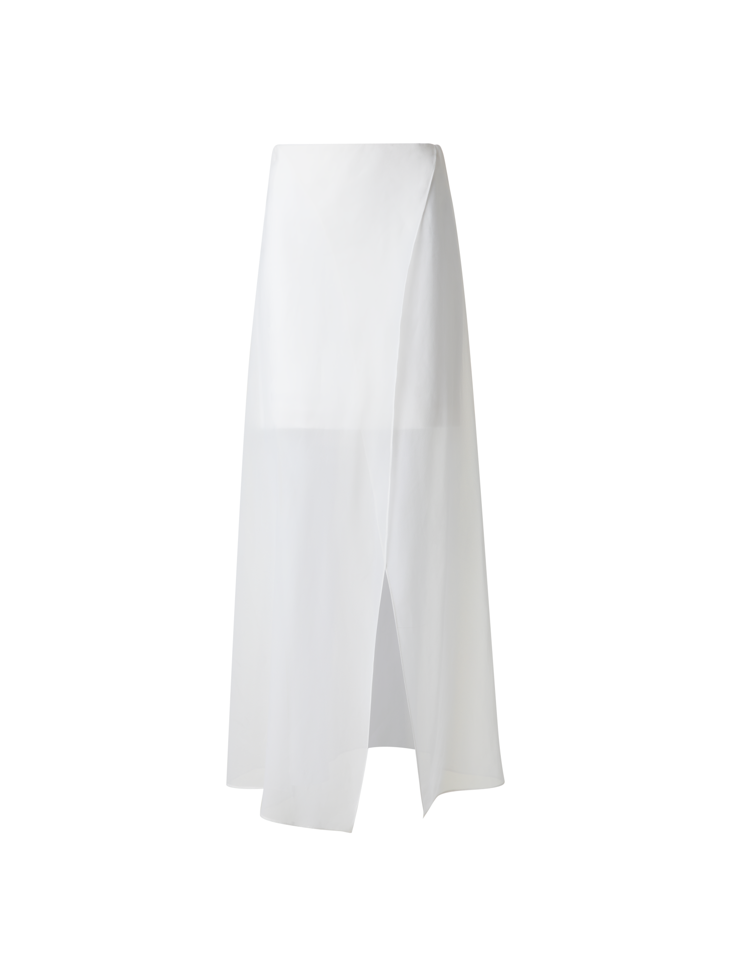 Designer White Silk Skirt with Sheer Organza Overlayer - neutral - ecru - white
