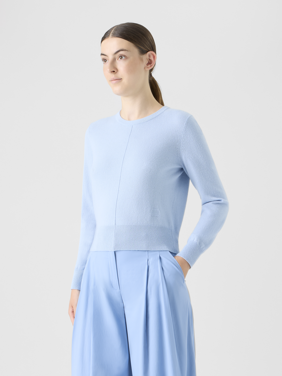 Designer Cashmere Crew-Neck Sweater - blue #editorial