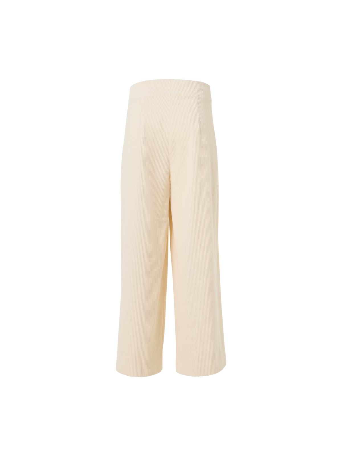 Designer Cropped Wide Pleated Pants in Cotton Corduroy - ecru