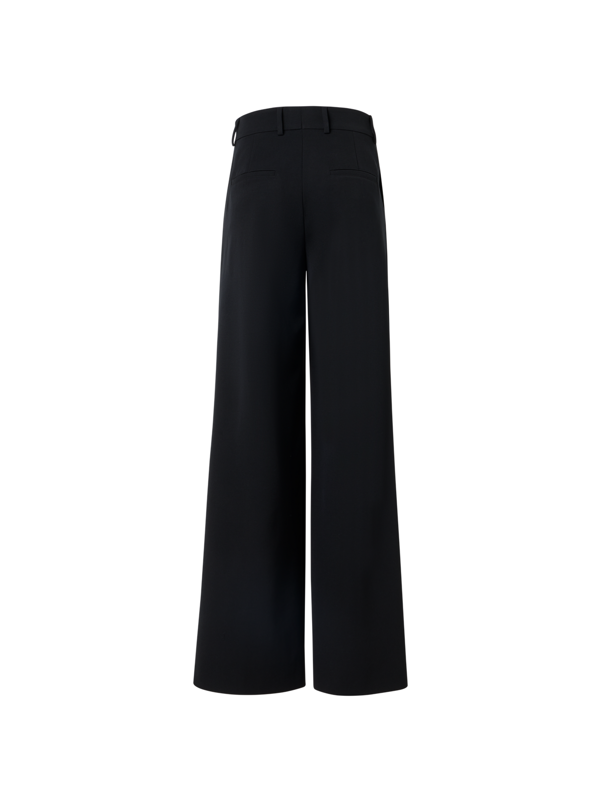 Designer Wide Wool Gabardine Pants with Front Overlayer - black