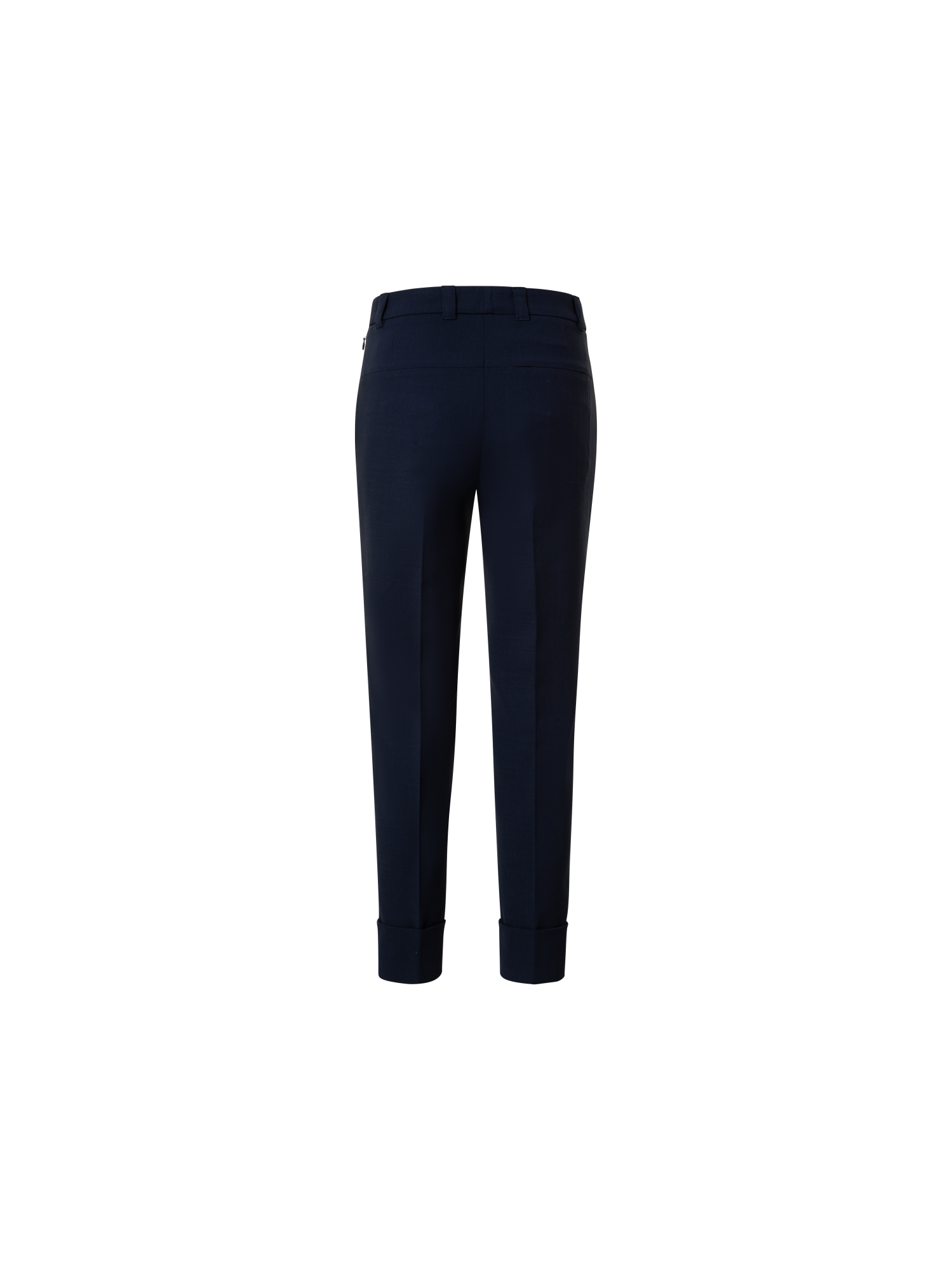 Designer Cropped Tapered Wool Double-Face Pants - navy - blue
