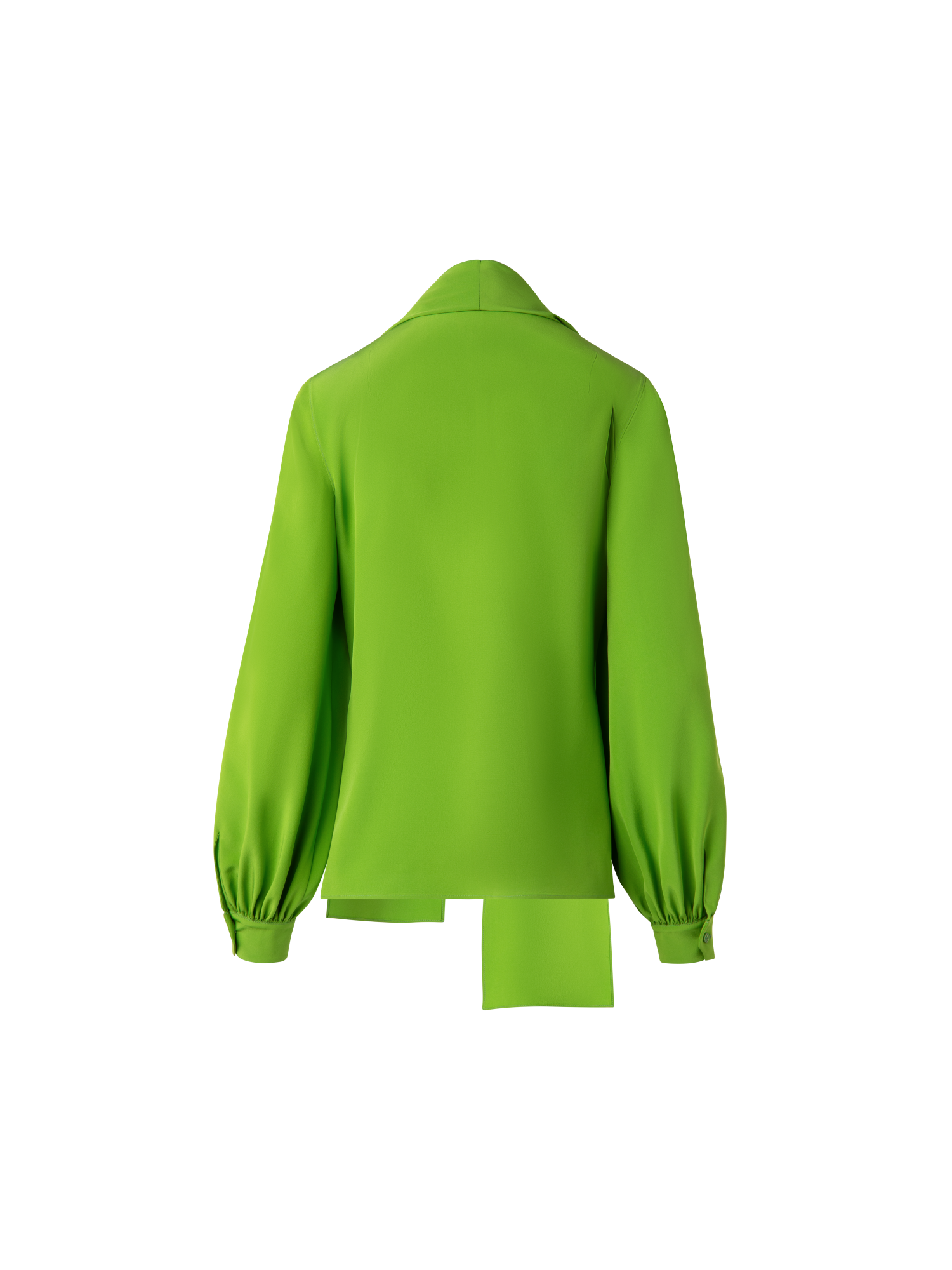 Designer Silk Blouse with Fixed Bow - green