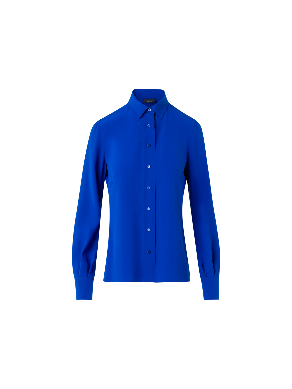 Designer Silk Crêpe Shirt Blouse - blue