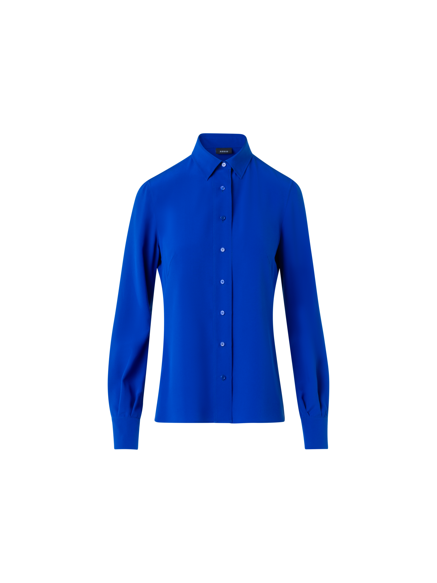 Designer Silk Crêpe Shirt Blouse - blue