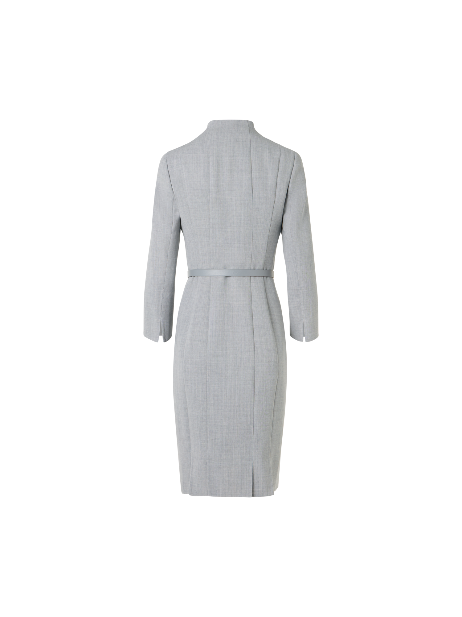 Designer Mock Neck Wool Double-Face Dress - grey