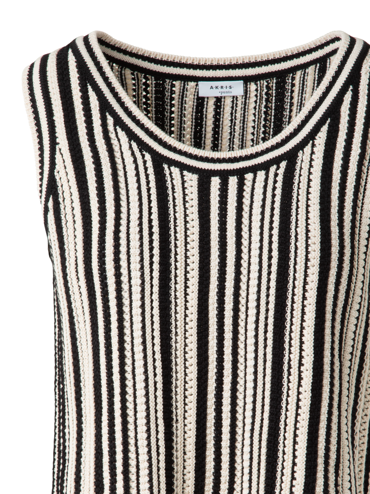 Designer Cropped Chunky Knit Top in Cotton - black - multicolor - beige