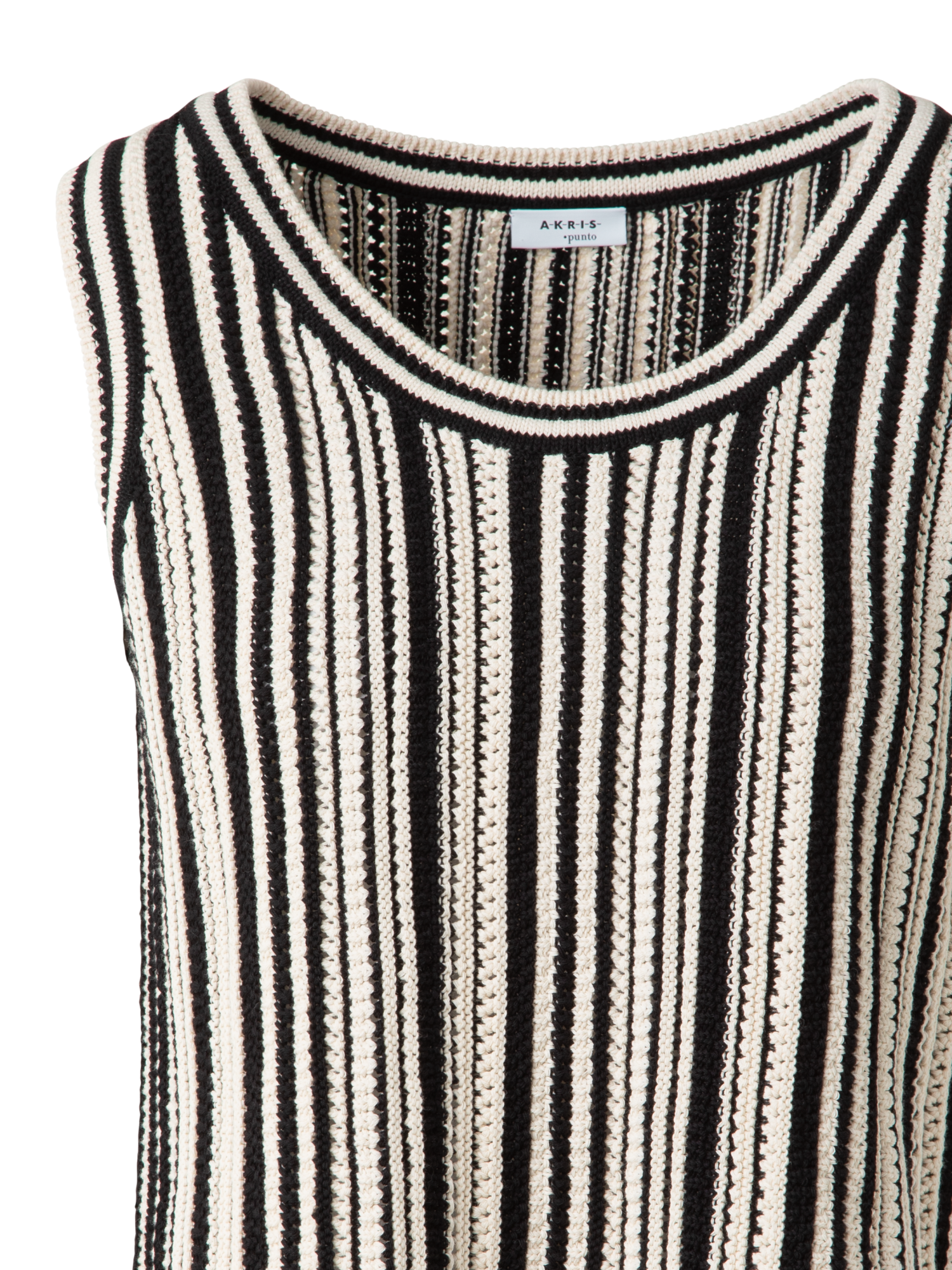 Designer Cropped Chunky Knit Top in Cotton - black - multicolor - beige