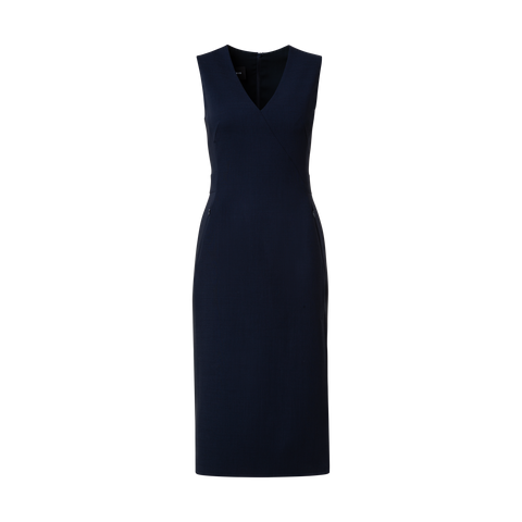 Sleeveless Wool Double-Face Sheath Dress
