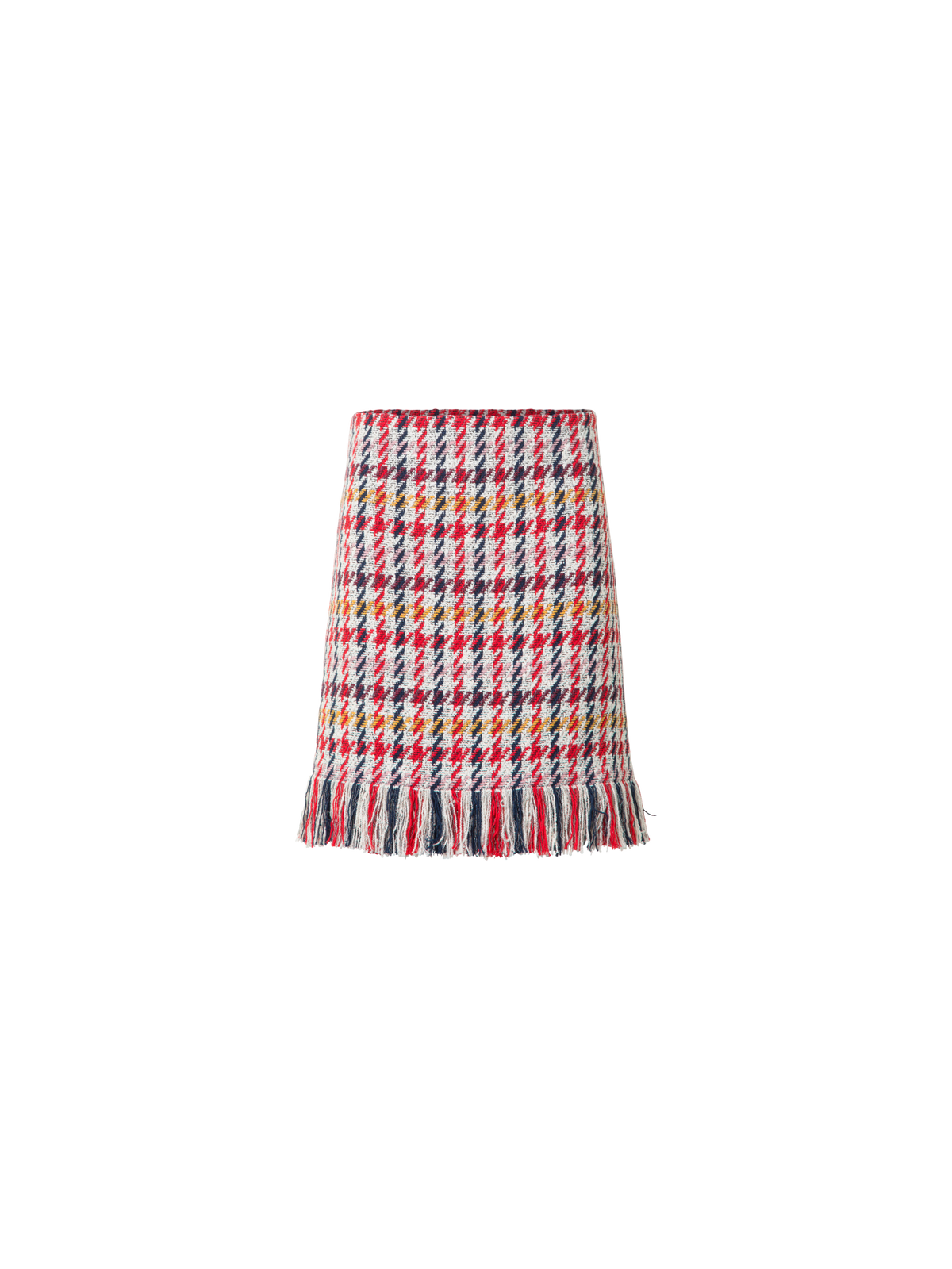 Designer Mini Tweed Skirt in Checked Cotton-Blend - multicolor - red