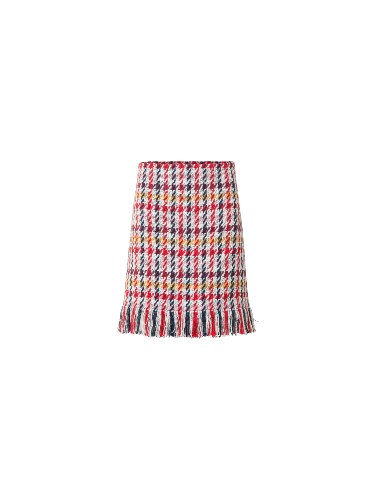 Designer Mini Tweed Skirt in Checked Cotton-Blend - multicolor - red