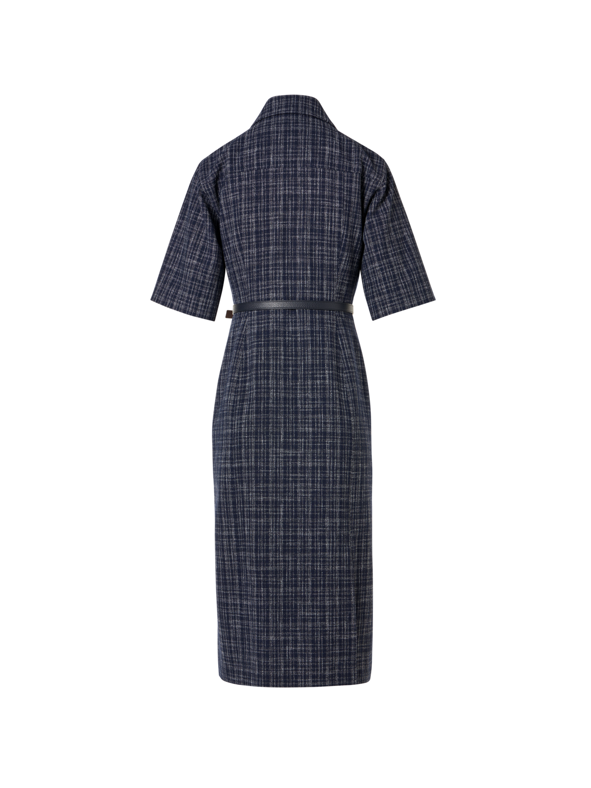 Short-Sleeve Wool-Viscose Tweed Shirt Dress