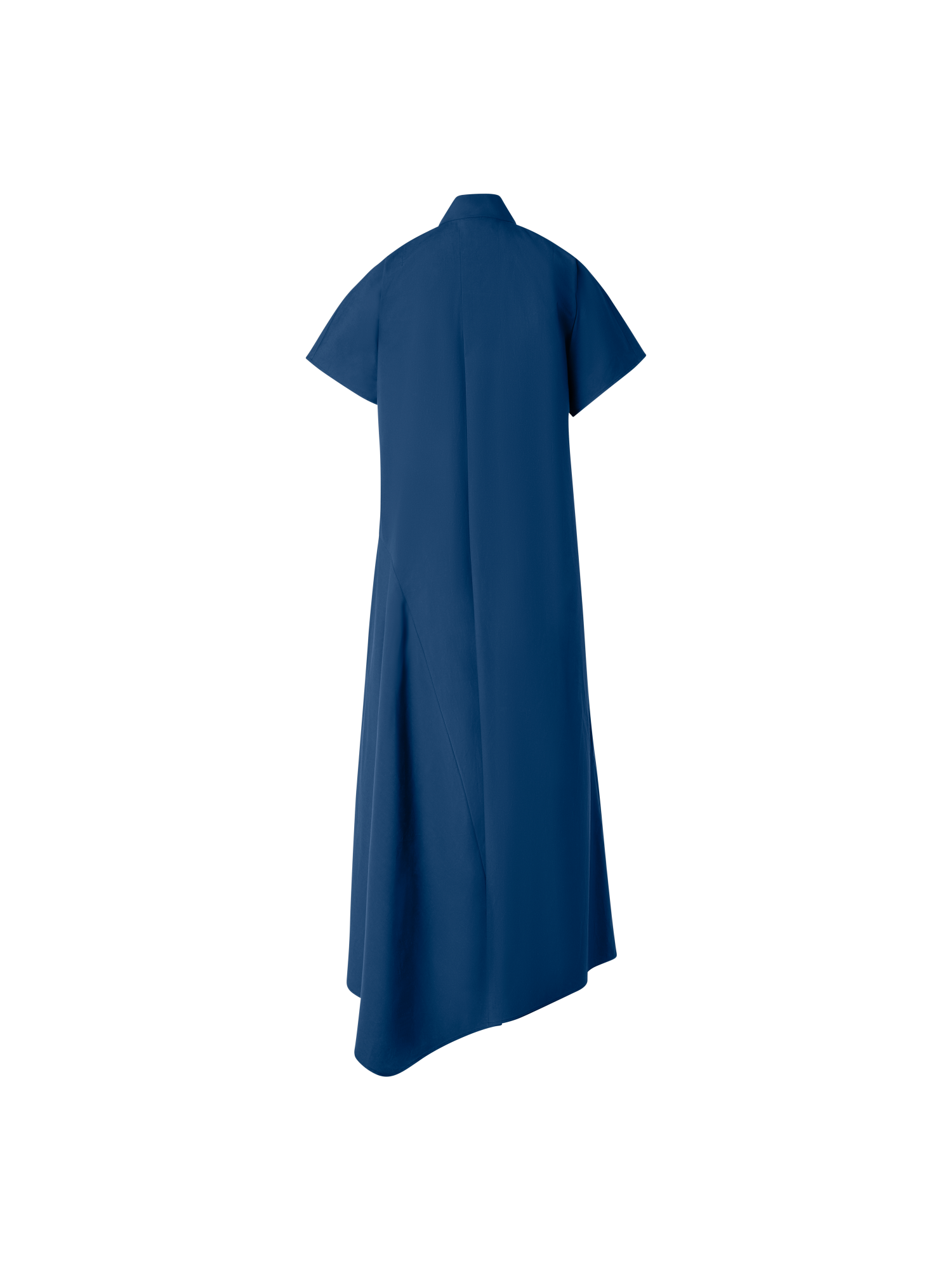 Designer Midi Shirt Dress with Asymetrical Hem - navy - blue