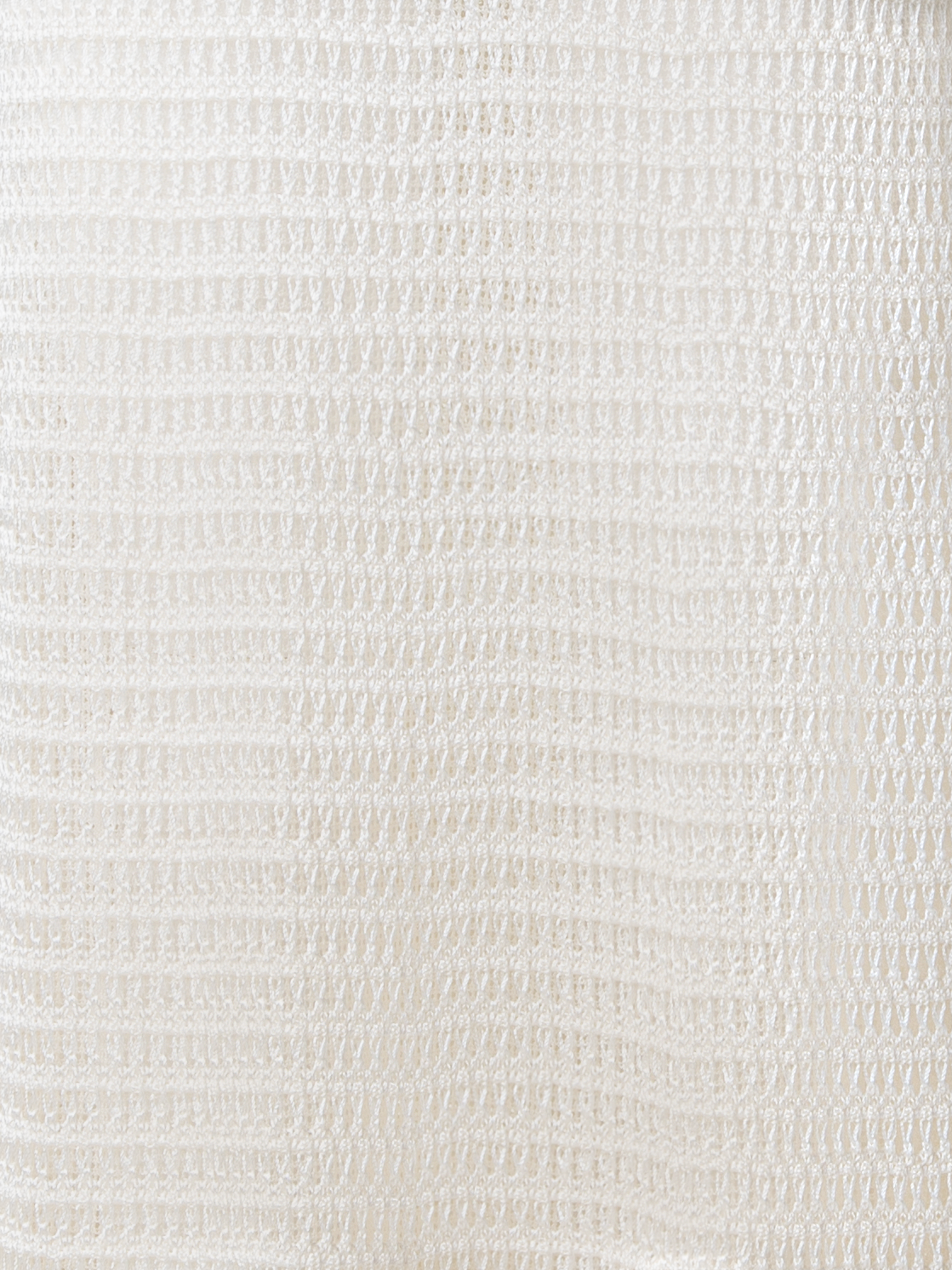 Designer Bodycon Knit Dress in Layered Viscose Crochet - neutral - ecru - white