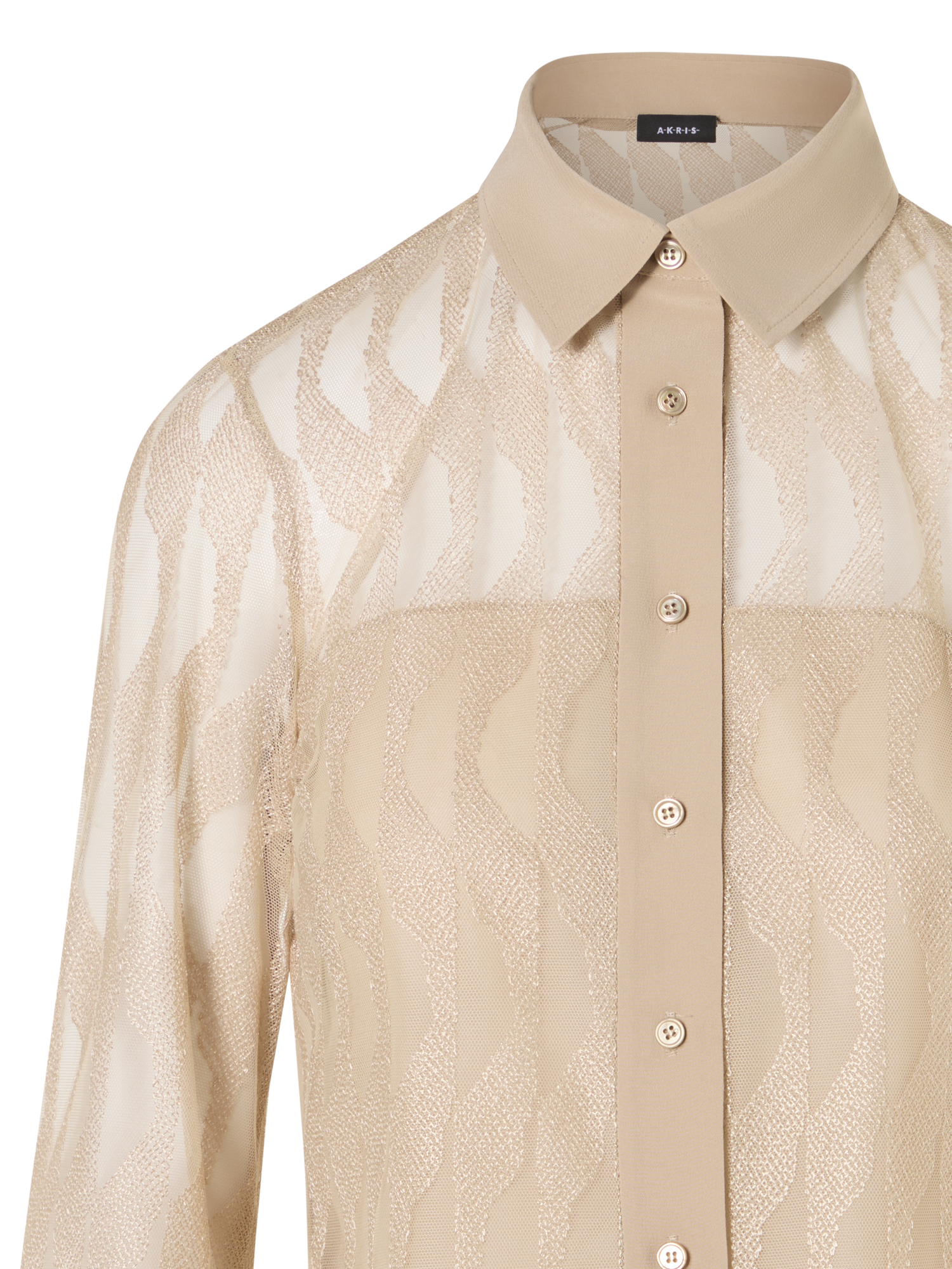 Designer Long-Sleeve High Plains Blouse - beige