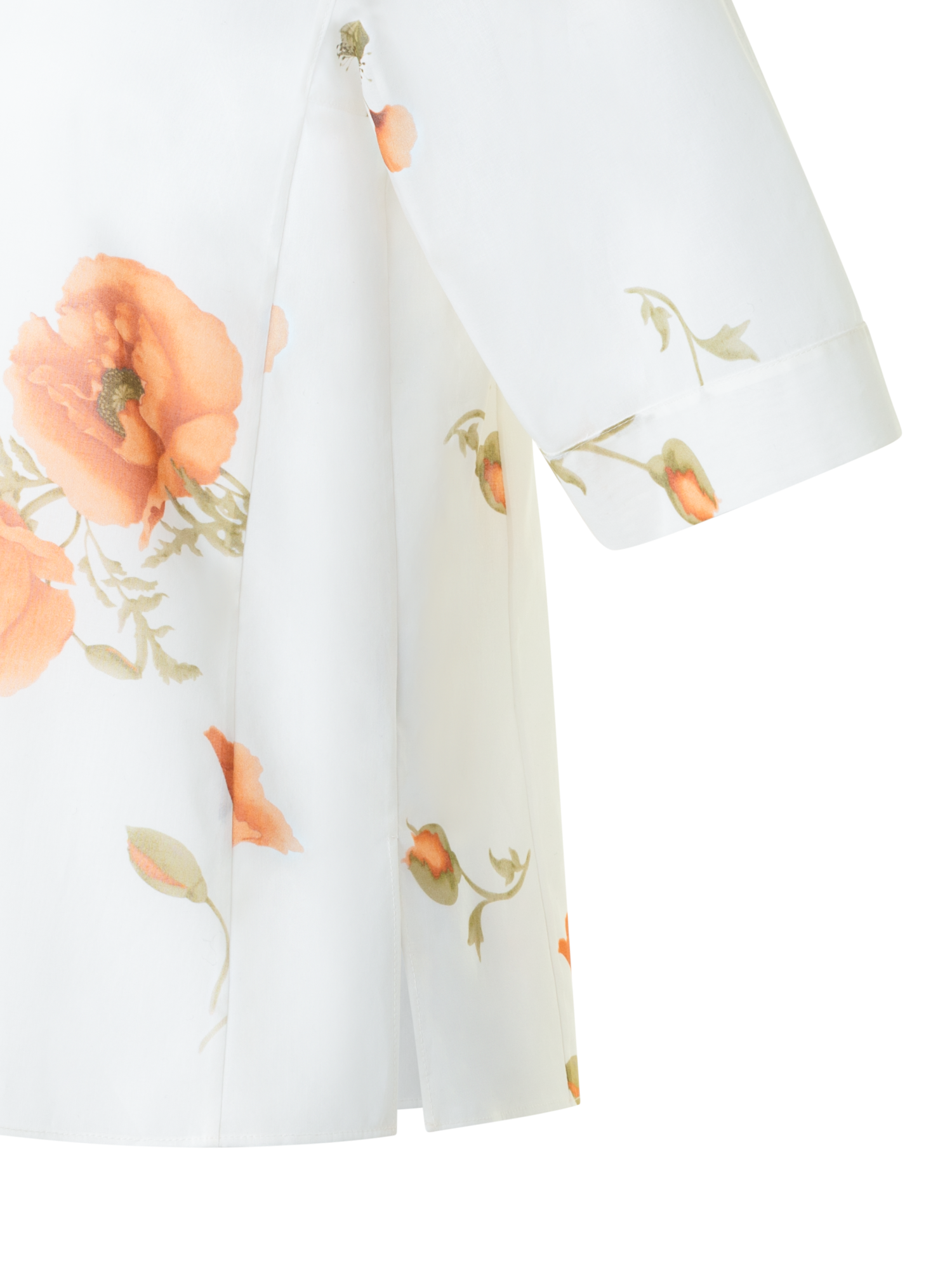 Designer Boxy Cotton Blouse with Anemone Print - neutral - pastel - multicolor - ecru - white