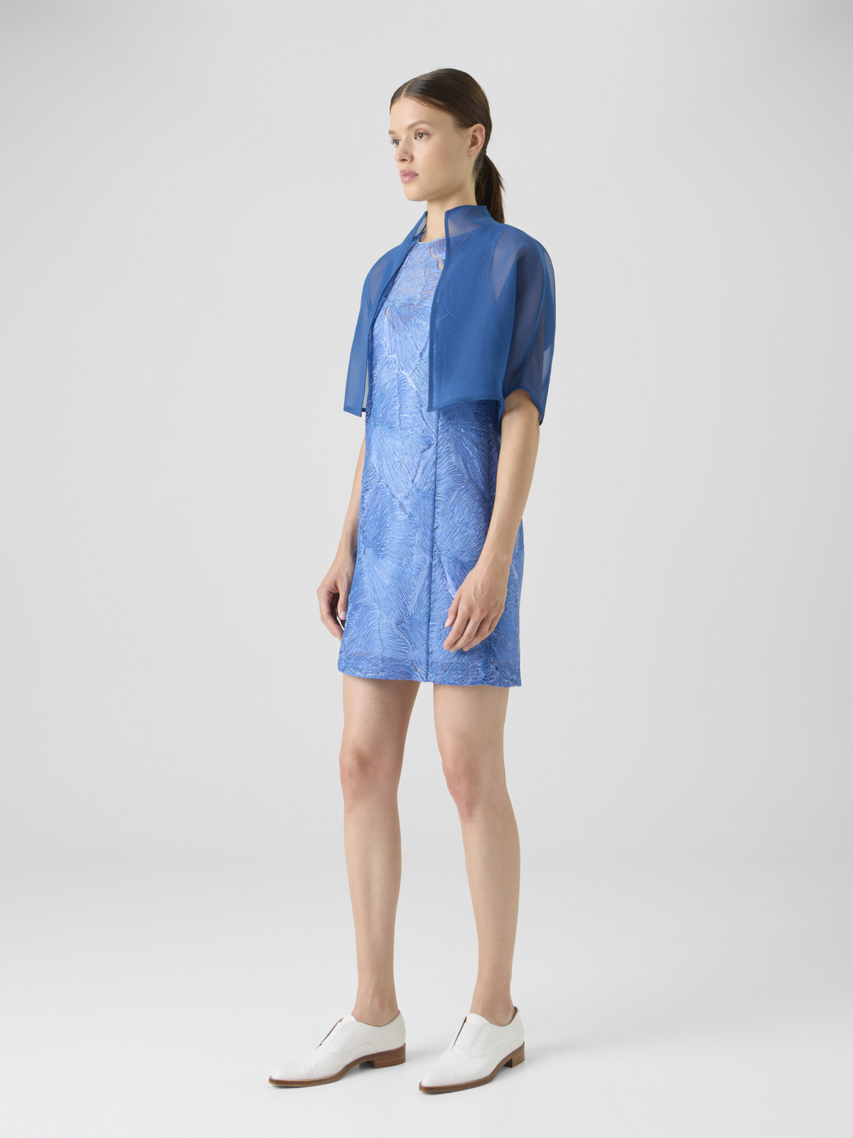 Designer Silk Organza Short Bolero - blue #editorial