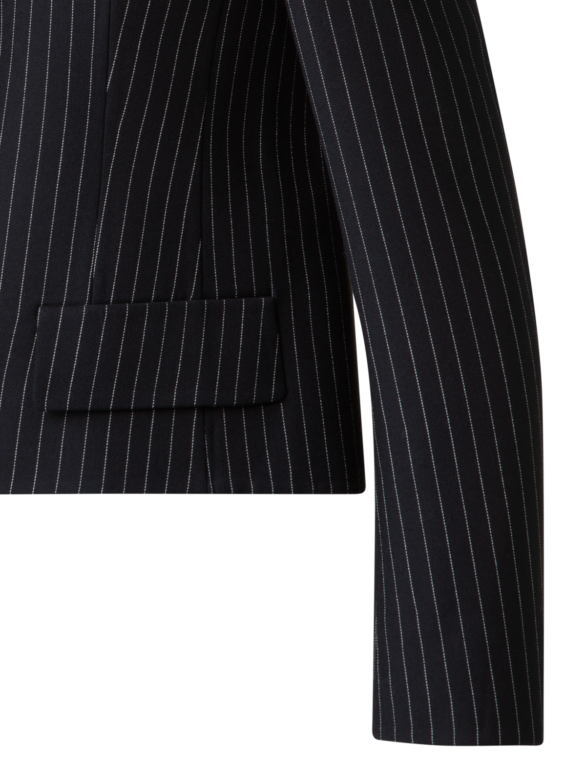 Designer Cropped Boxy Jacket with Pinstripes - grey