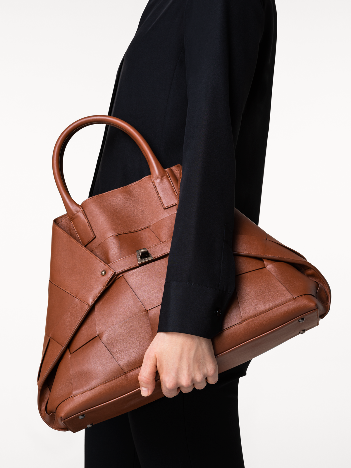 Designer Ai Medium Top Handle Tote - brown #editorial