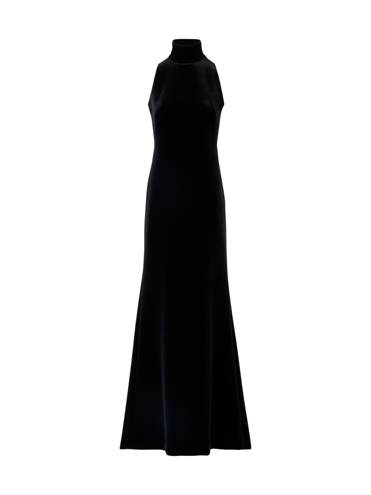Designer Velvet Halter Gown with The Fringe Knot - black