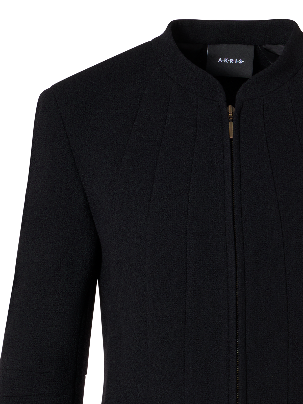 Designer Short Fitted Wool Crêpe Double-Face Jacket - black