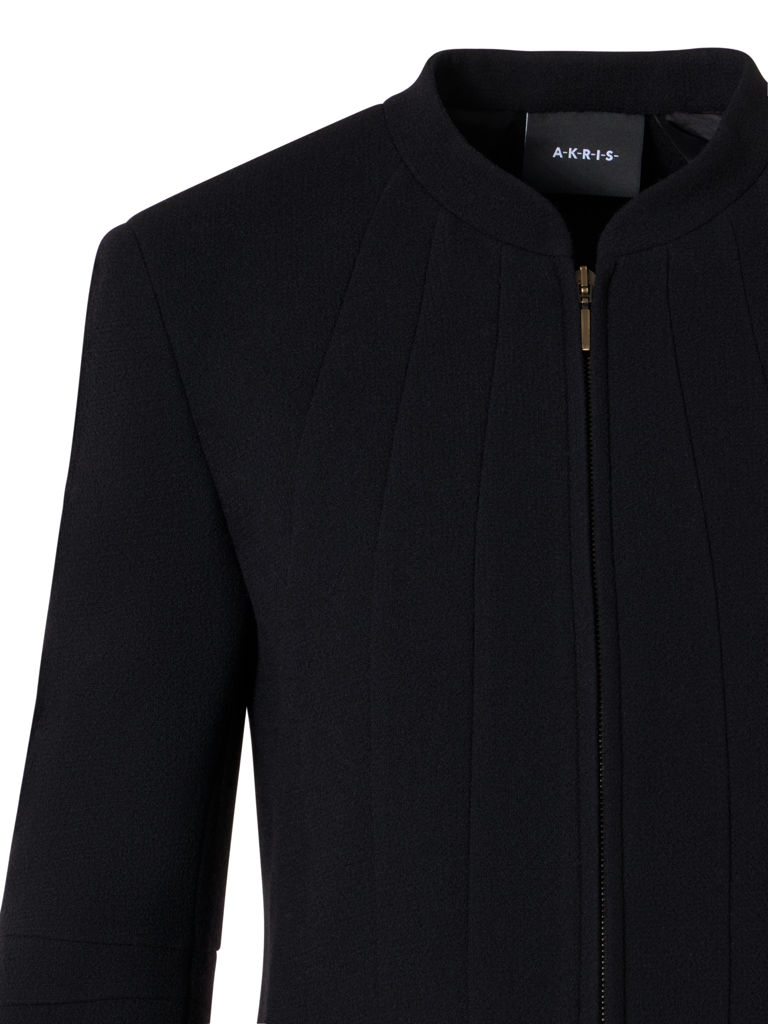 Designer Short Fitted Wool Crêpe Double-Face Jacket - black