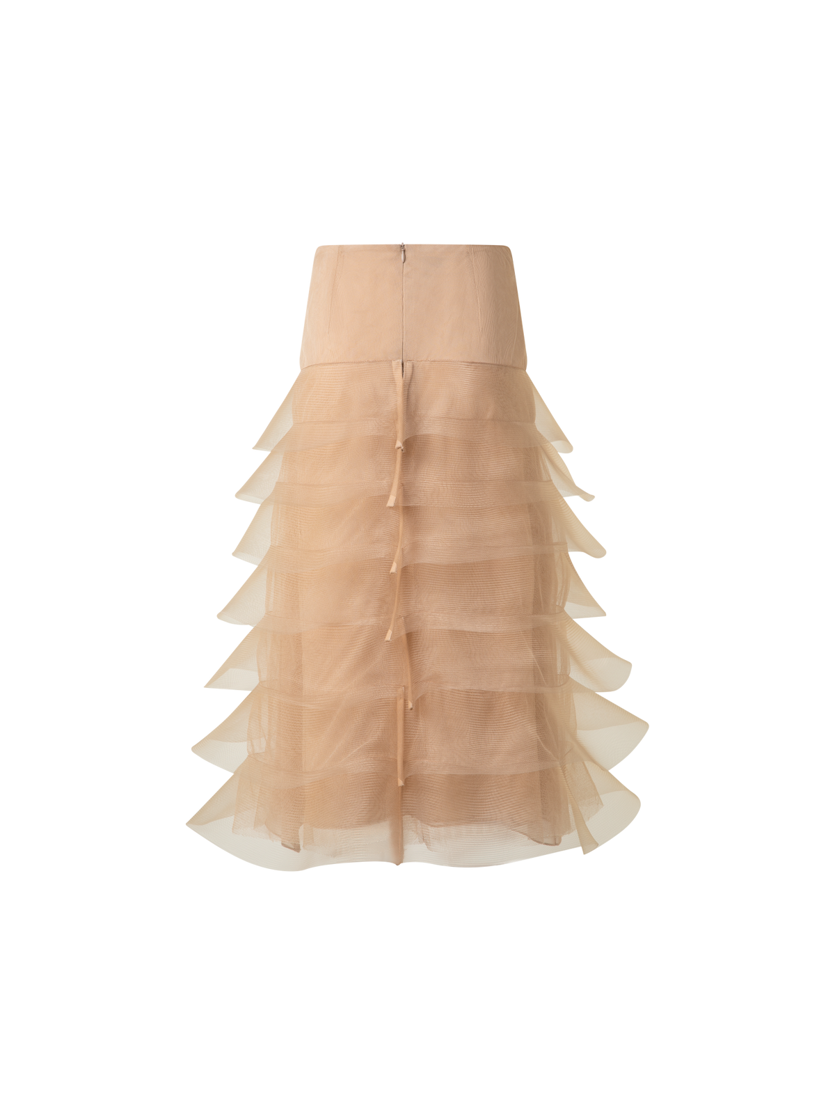 Designer Pencil Skirt with Tulle Waves - neutral - pastel - beige