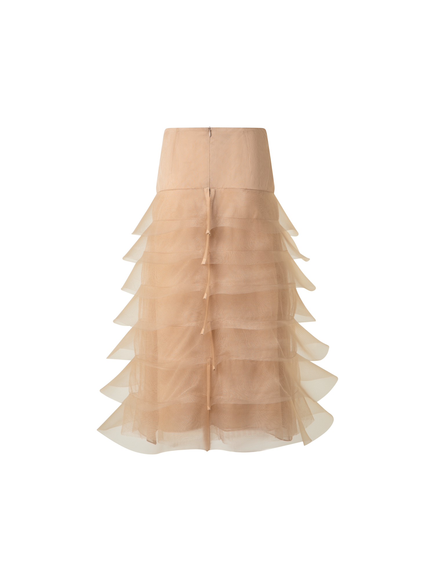 Designer Pencil Skirt with Tulle Waves - neutral - pastel - beige
