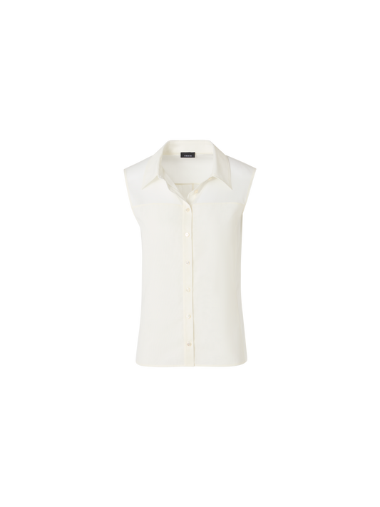 Designer Cotton Voile Blouson-Top Sleeveless - ecru