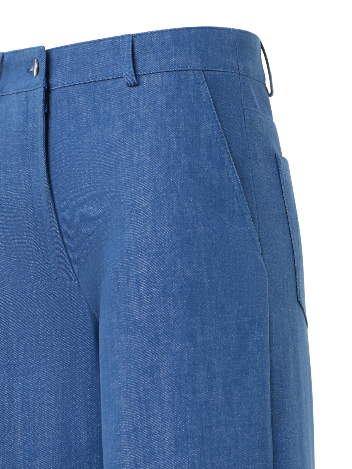 Designer Straight Wide Leg Cotton Denim Pants - blue