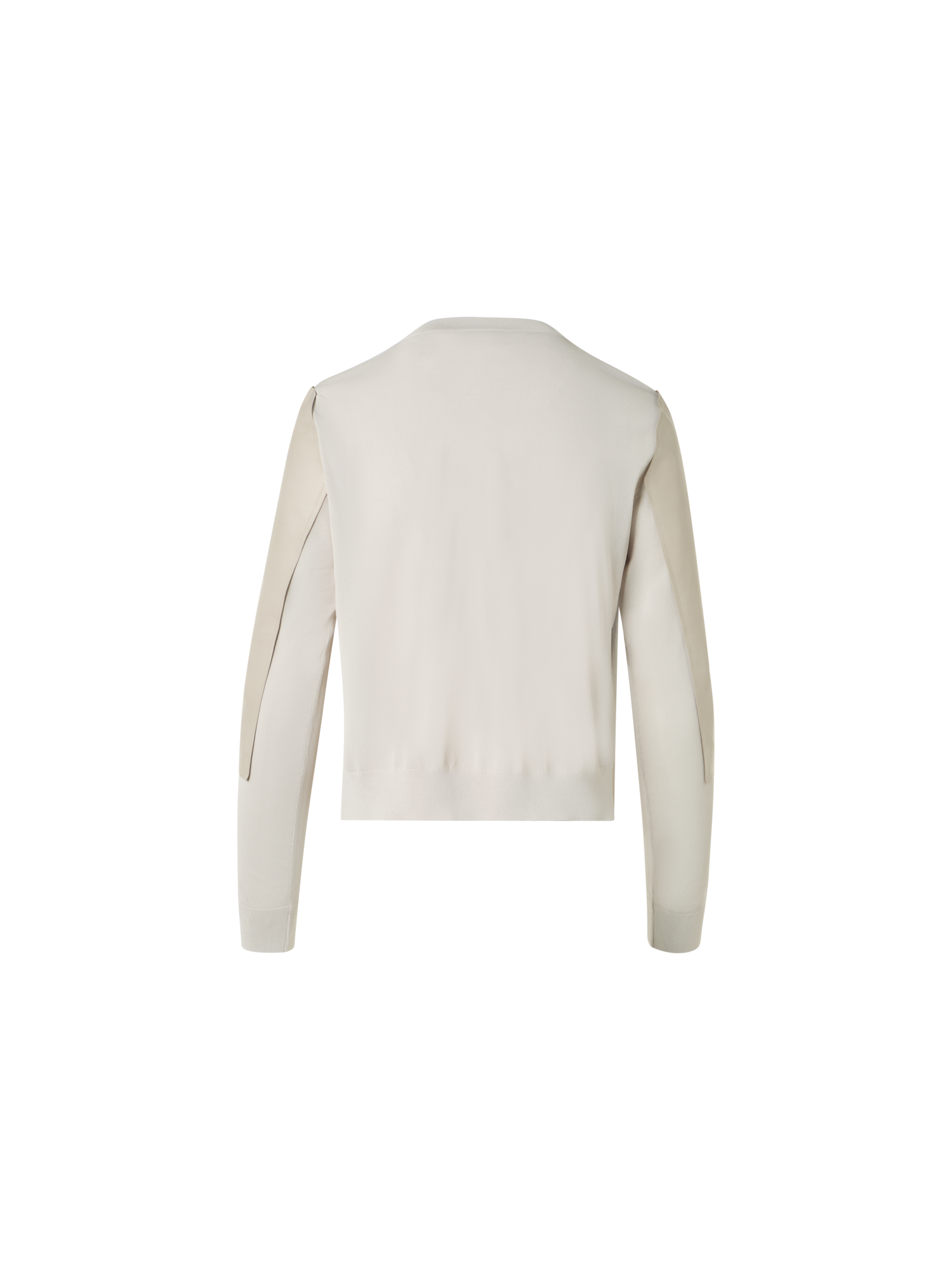 Designer Leather Panel Knit Cardigan with Sheer Back - neutral - beige