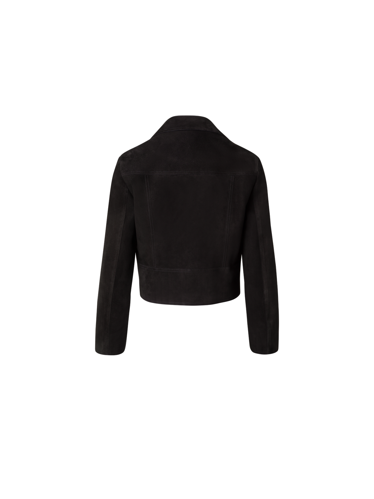 Designer Short Suede Moto Style Leather Jacket - black