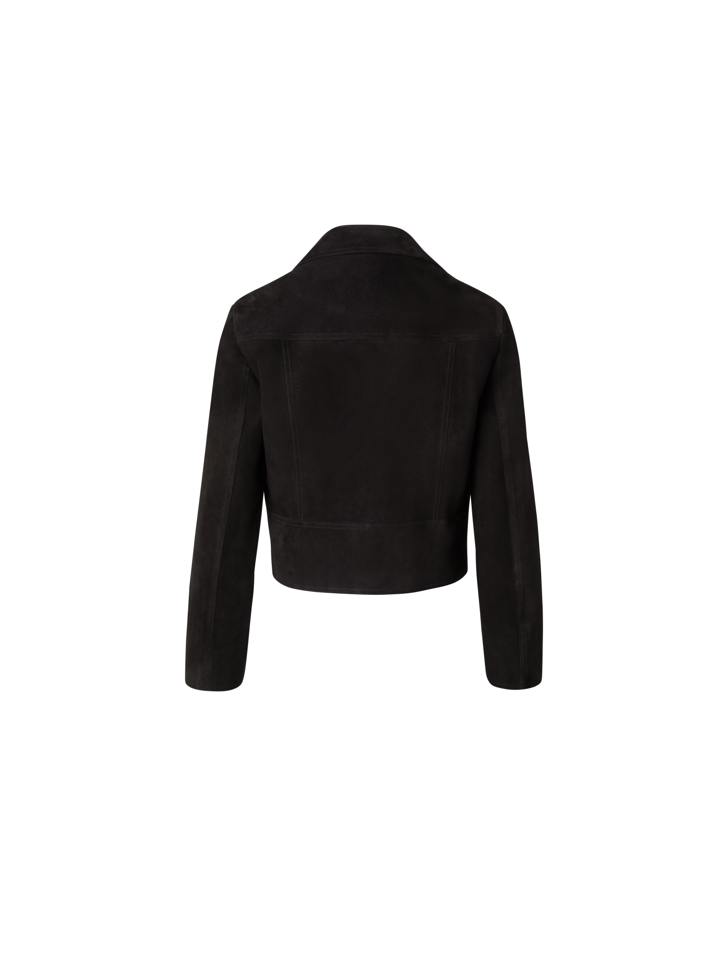 Designer Short Suede Moto Style Leather Jacket - black