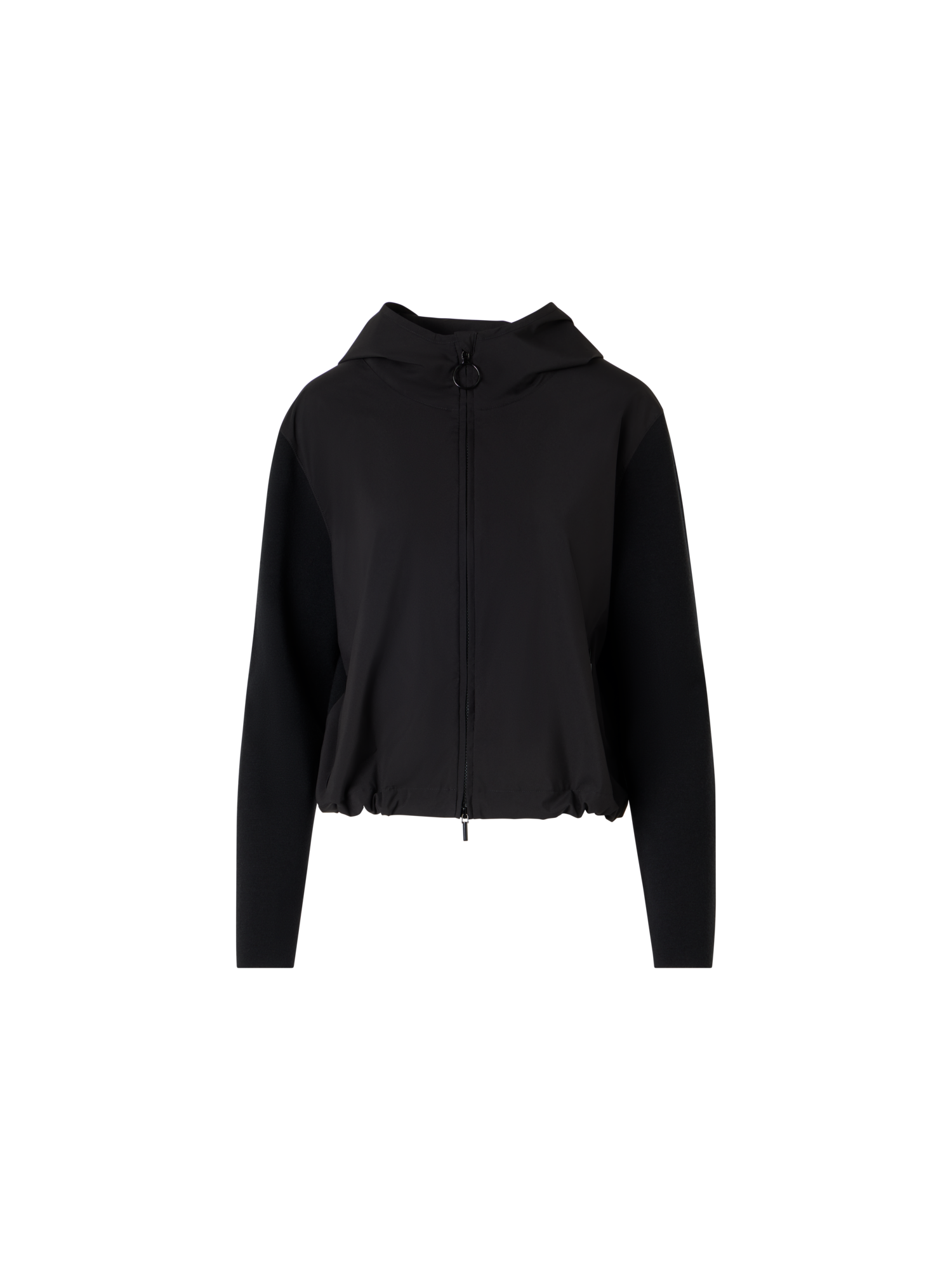Designer Long-Sleeve Mixed-Media Knit Cardigan - black