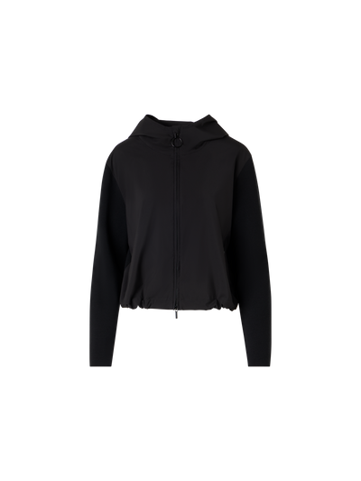Designer Long-Sleeve Mixed-Media Knit Cardigan - black