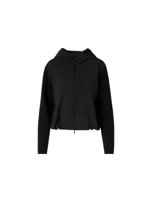 Designer Long-Sleeve Mixed-Media Knit Cardigan - black