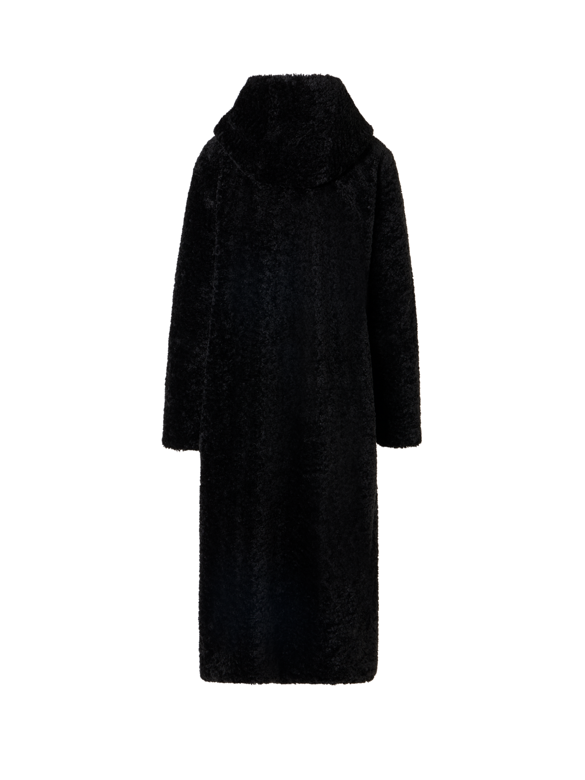 Designer Reversible Oversize Hooded Faux Fur Coat - black