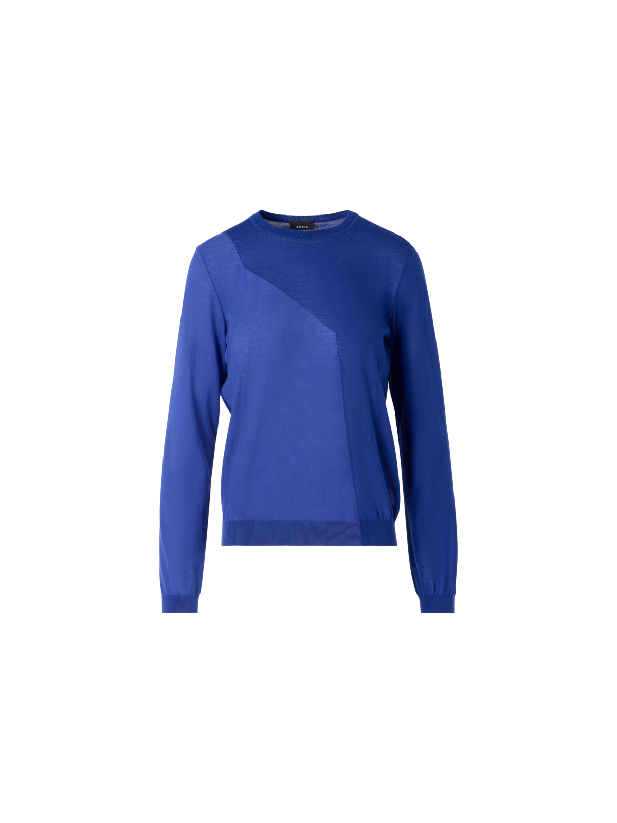 Designer Silk Cotton High Plains Intarsia Sweater - blue