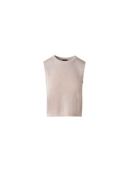 Designer Knit Top in Silk Cotton Ajouré - neutral - pastel - beige