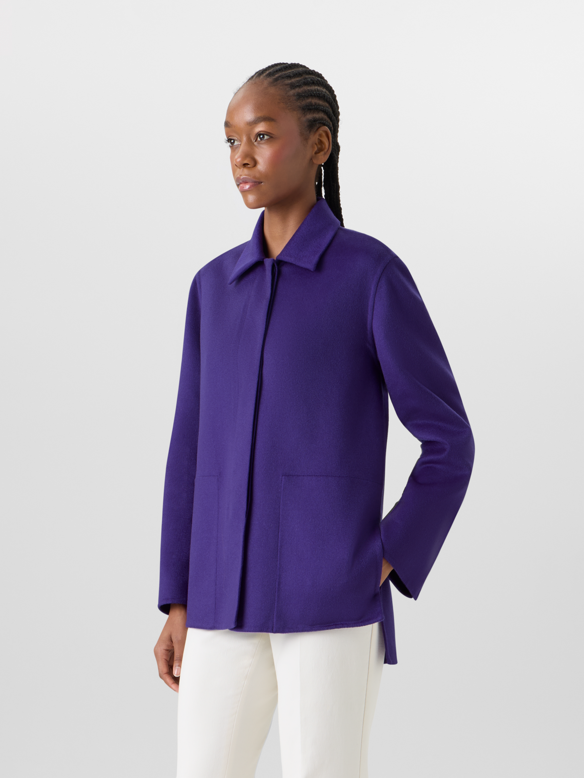 Designer Laars Long Jacket in Cashmere Double-Face - purple 