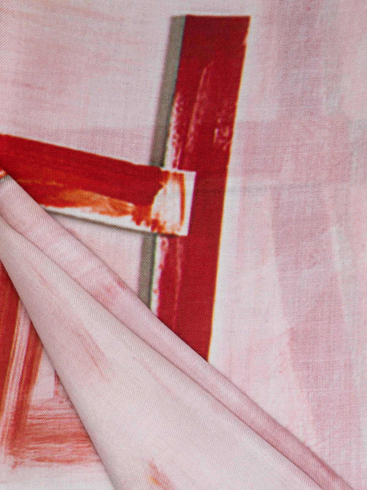 Designer Scarf in Cashmere and Silk with Ohayo Print - pink